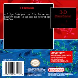 Box back cover for 3-D Battlesnake on the Nintendo Virtual Boy.