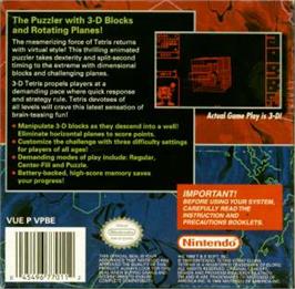 Box back cover for 3D Tetris on the Nintendo Virtual Boy.