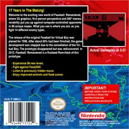 Box back cover for Nikochan Battle on the Nintendo Virtual Boy.