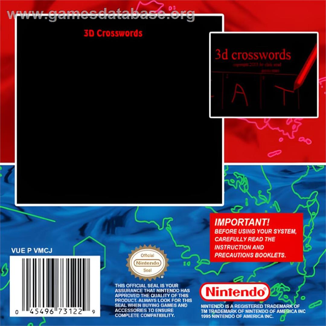 3D Crosswords - Nintendo Virtual Boy - Artwork - Box Back
