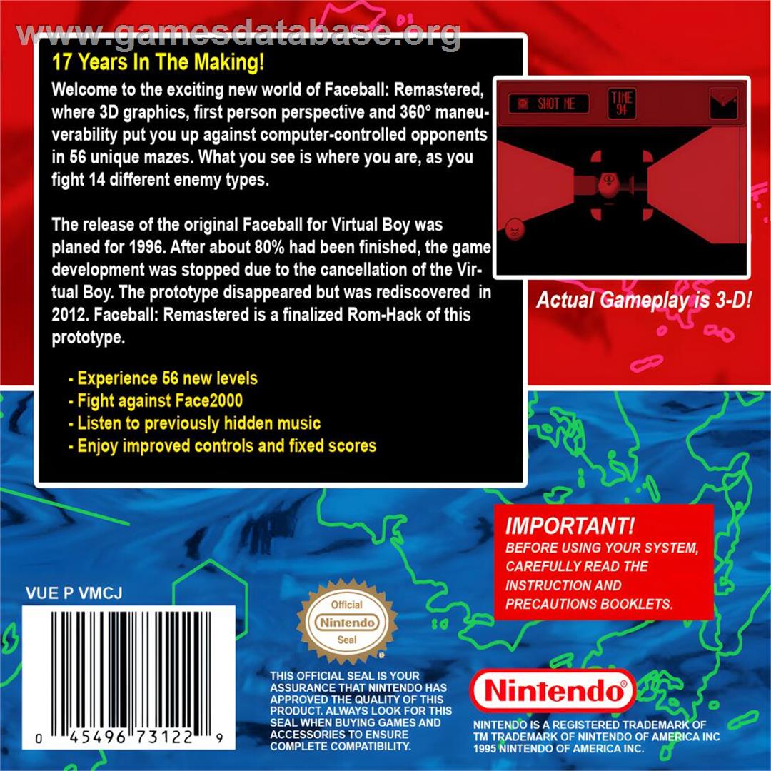 Nikochan Battle - Nintendo Virtual Boy - Artwork - Box Back