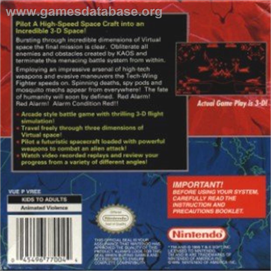 Red Alarm - Nintendo Virtual Boy - Artwork - Box Back