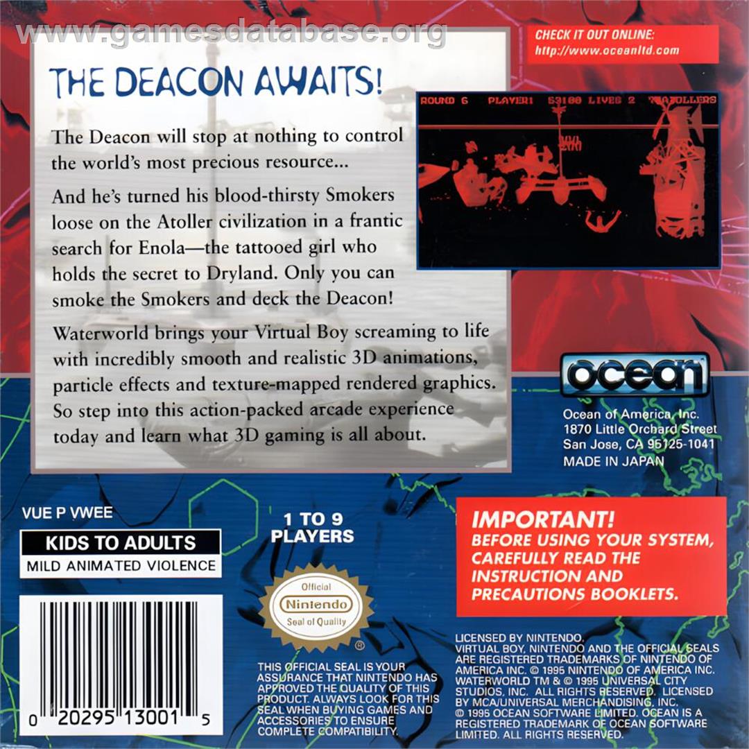 Waterworld - Nintendo Virtual Boy - Artwork - Box Back