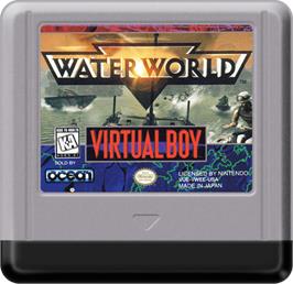 Cartridge artwork for Waterworld on the Nintendo Virtual Boy.