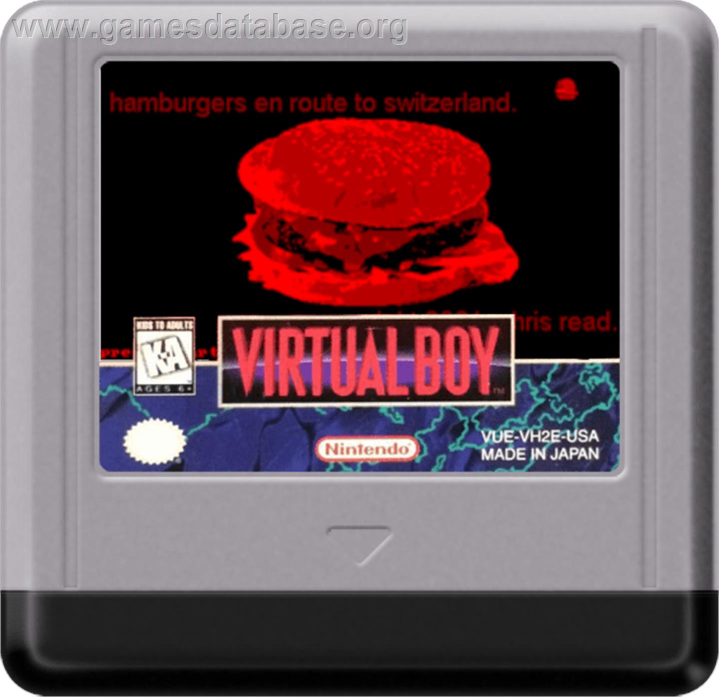Hamburgers En Route to Switzerland - Nintendo Virtual Boy - Artwork - Cartridge