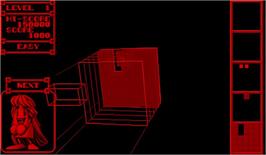 In game image of 3d Tetris on the Nintendo Virtual Boy.