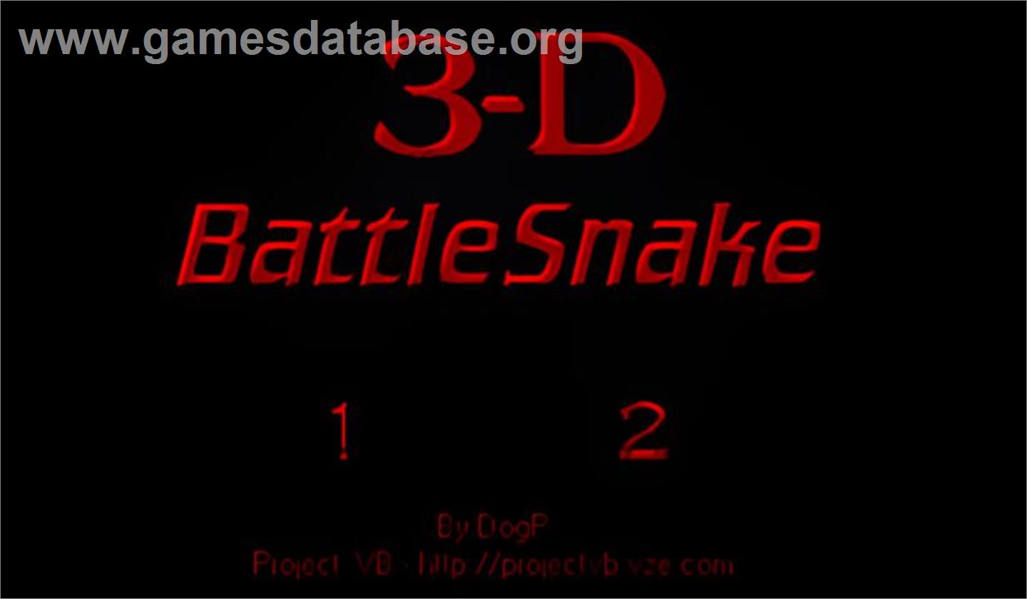 3-D Battlesnake - Nintendo Virtual Boy - Artwork - Title Screen