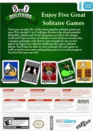 Box back cover for 5 In 1 Solitaire on the Nintendo Wii.