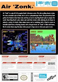 Box back cover for Air Zonk on the Nintendo Wii.
