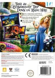Box back cover for Alice in Wonderland on the Nintendo Wii.