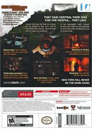 Box back cover for Alone In The Dark on the Nintendo Wii.