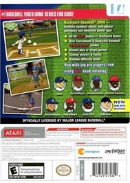 Box back cover for Backyard Baseball '09 on the Nintendo Wii.