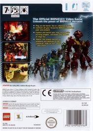 Box back cover for Bionicle Heroes on the Nintendo Wii.
