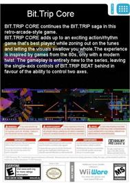 Box back cover for Bit.trip Core on the Nintendo Wii.