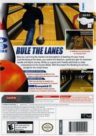 Box back cover for Brunswick Pro Bowling on the Nintendo Wii.