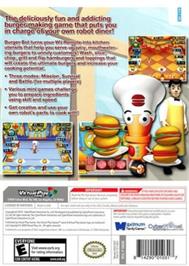 Box back cover for Burger Bot on the Nintendo Wii.