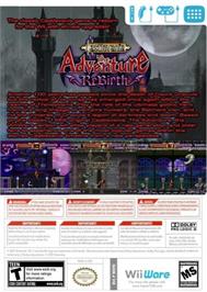 Box back cover for Castlevania - The Adventure Rebirth on the Nintendo Wii.
