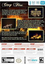 Box back cover for Cozy Fire on the Nintendo Wii.