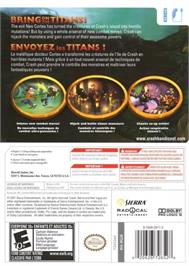 Box back cover for Crash Of The Titans on the Nintendo Wii.