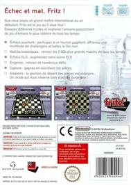 Box back cover for Fritz By Chessbase on the Nintendo Wii.