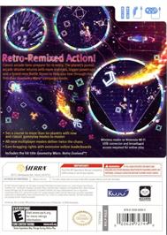 Box back cover for Geometry Wars Galaxies on the Nintendo Wii.