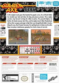Box back cover for Golden Axe (Arcade) on the Nintendo Wii.