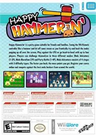 Box back cover for Happy Hammerin' on the Nintendo Wii.