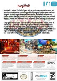 Box back cover for Hoopworld on the Nintendo Wii.