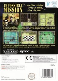 Box back cover for Impossible Mission on the Nintendo Wii.