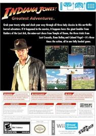 Box back cover for Indiana Jones' Greatest Adventures (SNES) on the Nintendo Wii.