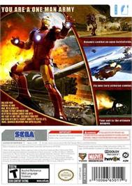 Box back cover for Iron Man on the Nintendo Wii.