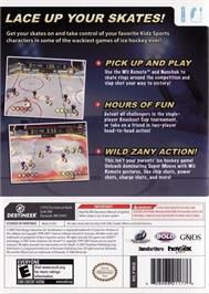 Box back cover for Kidz Sports Ice Hockey on the Nintendo Wii.