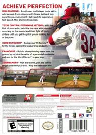 Box back cover for Major League Baseball 2K11 on the Nintendo Wii.