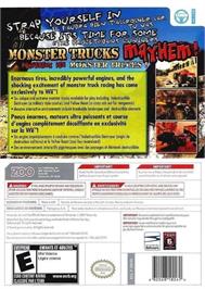 Box back cover for Monster Trucks Mayhem on the Nintendo Wii.