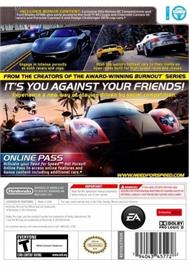 Box back cover for Need For Speed - Hot Pursuit on the Nintendo Wii.