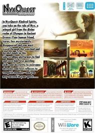 Box back cover for NyxQuest - Kindred Spirits on the Nintendo Wii.