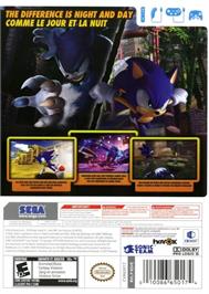 Box back cover for Sonic Unleashed on the Nintendo Wii.