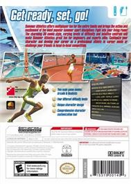 Box back cover for Summer Athletics on the Nintendo Wii.
