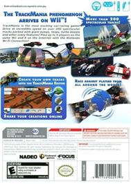 Box back cover for Trackmania on the Nintendo Wii.
