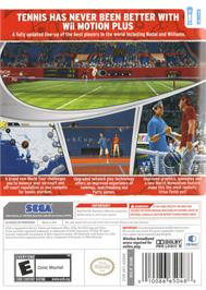 Box back cover for Virtua Tennis 4 on the Nintendo Wii.