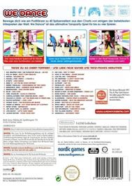 Box back cover for We Dance on the Nintendo Wii.