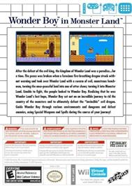 Box back cover for Wonder Boy in Monster Land (SMS) on the Nintendo Wii.