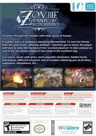 Box back cover for Zombie Panic In Wonderland on the Nintendo Wii.