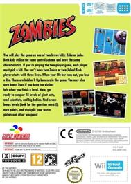 Box back cover for Zombies!!! on the Nintendo Wii.