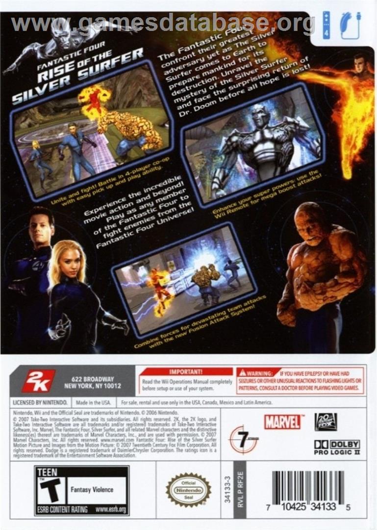 4 Fantastiques Et Le Surfer D'argent, Les - Nintendo Wii - Artwork - Box Back
