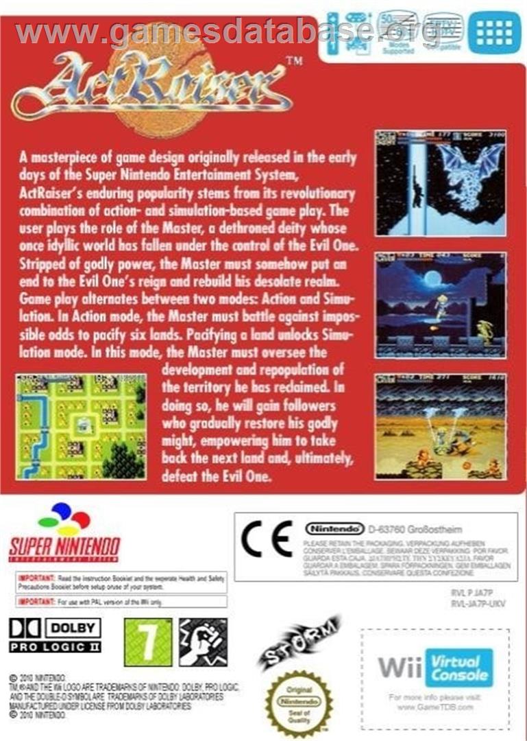 Actraiser (SNES) - Nintendo Wii - Artwork - Box Back