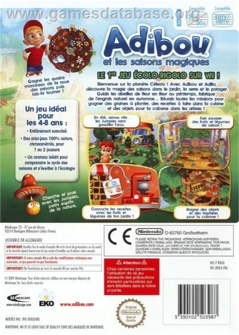 Adibou Et Les Saisons Magiques - Nintendo Wii - Artwork - Box Back