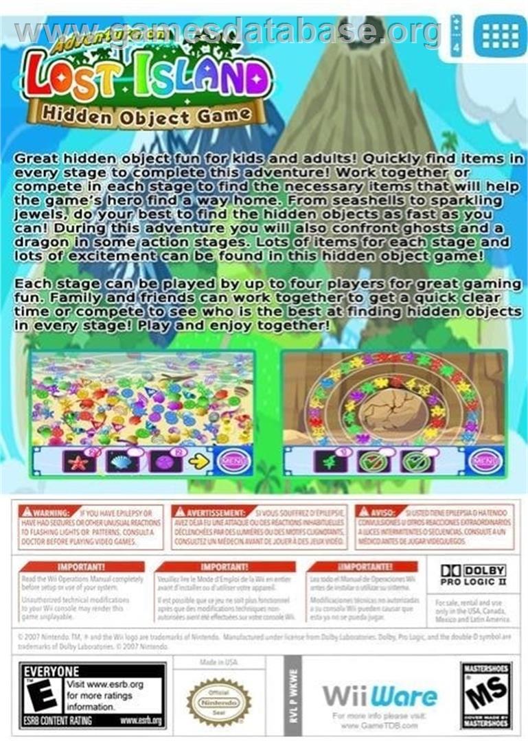 Adventure on LOST ISLAND - Hidden Object Game - Nintendo Wii - Artwork - Box Back