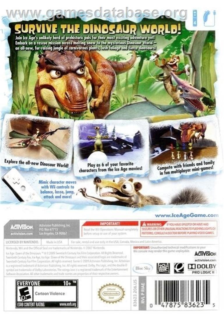 Age De Glace 3 - Le Temps Des Dinosaures, L' - Nintendo Wii - Artwork - Box Back