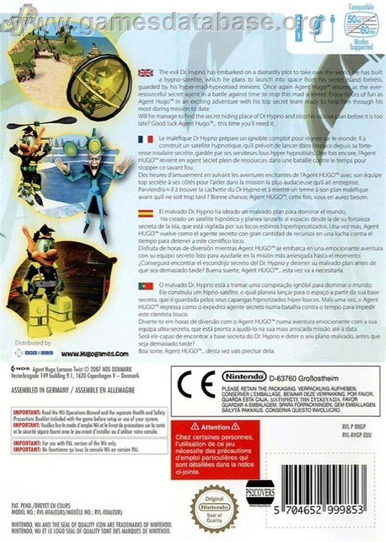 Agent Hugo - Lemoon Twist - Nintendo Wii - Artwork - Box Back
